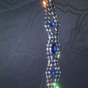 White and blue rhinestone bracelet